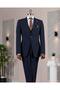 Italian Style Slim Fit Jacket Vest Pants Suit Navy Blue T14312