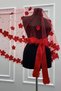 Red Bridal Veil Set, 3D Flower and Pearl, Henna Night Veil Face Cover Set 6 Pieces - 4