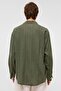 Oversize Striped Long Sleeve Linen Shirt Khaki - 8