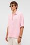 Oversize Short Sleeve Muslin Fabric Shirt Pink - 7