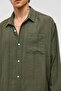 Oversize Striped Long Sleeve Linen Shirt Khaki - 5