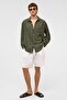 Oversize Striped Long Sleeve Linen Shirt Khaki - 2