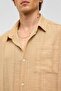 Oversize Striped Long Sleeve Linen Shirt Mink - 6