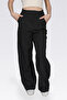 Women's Casual Button Detailed Black Fabric Trousers - 2