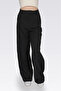 Women's Casual Button Detailed Black Fabric Trousers - 4