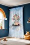 Pastel Car Blue Cloudy Patterned Children's Baby Room Background Curtain (Single Wing Pricing) - 3
