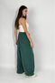 Women's Woven Modal Elastic Waist Wide Leg Pocket Drawstring Palazzo Pants Emerald Green - 6