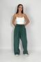 Women's Woven Modal Elastic Waist Wide Leg Pocket Drawstring Palazzo Pants Emerald Green