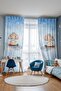 Pastel Car Blue Cloudy Patterned Children's Baby Room Background Curtain (Single Wing Pricing) - 2