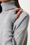 Women's Gray Finger Snap Crop Ribbed Knitwear Sweater Mx00238 - 4