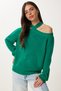 Women's Dark Green Off-the-Shoulder Knitwear Sweater MX00118 - 2