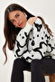Women's Ecru Patterned Thick Knitwear Sweater KB00036 - 3