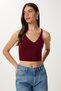 Women's Burgundy Turtleneck Knitwear Athlete Crop Suit Mt00153 - 4