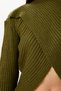Women's Khaki Cross Detailed Ribbed Knitwear Sweater Dp00269 - 3