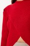 Women's Red Cross Detailed Ribbed Knitwear Sweater Dp00269 - 4