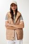 Women's Camel Hooded Puffer Vest Qa00005 - 2