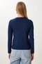 Women's Navy Blue Basic Seasonal Knitwear Cardigan Ub00417 - 6