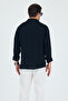 Linen Textured Oversize Men's Shirt Black - 7
