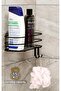 Bathroom Organizer Shampoo Holder Soap Dish 1 PCS Oval Wire Adhesive Shower Shelf Organizer with 2 Hangers - 4