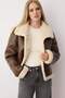 Kahverengi Oversize Kalıp Peluş Detaylı Suni Deri Mont TWOAW26MO00018 - 3