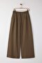 Kahverengi İnce Dökümlü Yumuşak Tuşeli %100 Pamuk Wide Leg/Geniş Paça Pantolon TWOAW26PL00010 - 5