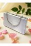 Silver Gray Color Silvery Satin Women's Evening Dress Bag Wedding Engagement Graduation - 3