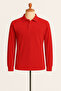 Unisex Polo Neck Long Sleeve Red T-shirt