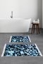 Non-Slip Base Djt Toilet Set Star Cotton Fringed Geometric E5012 Blue