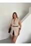 Elegant Oversized Vest with Gold Buckle Belt and Shoulder Pads - 3