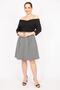 Women's Black Large Size Collar Detailed Skirt Houndstooth Patterned Belted Dress 65n35826 - 3