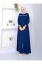Hijab Clothing Sportswear Ribbed Cuffed Crepe Fabric Indigo Color - 9