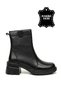 Women's Genuine Real Leather Heeled Zippered Black Boots