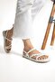 White Knitted Wrap Non-Slip Sole Sandals - 4