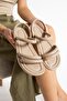 Beige Women's Slip-On Sandals - 5