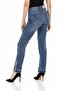 Wd449 Slit Basic Blue Mom Jeans - 5