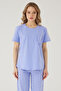 Wishes Comfort Kısakol 100% Cotton Women's Mind Blue Pajama Set