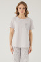 Wishes Comfort Short Sleeve %100 Cotton Women's Gray Pajama Set - 2