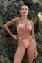 Flower Gather Detail Thick Band Salmon Bikini Bottom - 2