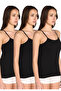 Women's Black Athlete with Rope Strap Flexible 100% Cotton 3 Pieces - 3
