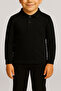 UNISEX KIDS POLO NECK LONG SLEEVE BLACK T-SHIRT - 3