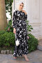 Black Patterned Skirt Tiered Viscon Dress