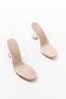 S-618 Beige Patent Leather Double Striped Heeled Women's Slippers - 3