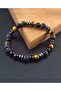 Tiger's Eye, Onyx and Lava Stone Real Natural Stone Men's Bracelet |   Premium 8 mm Design - 3
