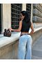 Wft4030 Black Crop Top with Shirred Straps - 2
