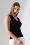 Suleja Slim Fit V Neck Textured Sleeveless Top & Women's Blouse - Black - 4