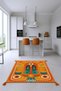 Nora Art Orange Themed Abstract Patterned Tasseled Woven Base Carpet Noraart47Orange - 3