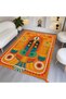 Nora Art Orange Themed Abstract Patterned Tasseled Woven Base Carpet Noraart47Orange - 5