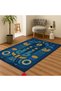 Nora Art Navy Blue Themed Abstract Patterned Tasseled Woven Base Carpet Noraart47Navyblue - 3