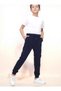 Boys' Knitted Cotton Combed School Trousers – 100% Cotton – Elastic Waist and Legs – Navy Blue Color - 5