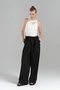 Women's Woven Fabric Waist Pleat Detailed Comfortable Fit Pants - 6
